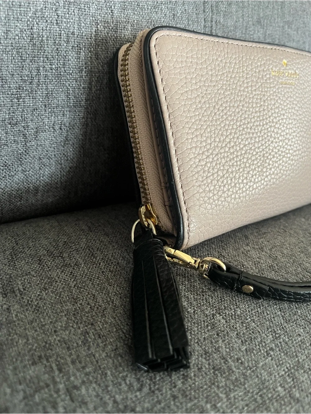 Kate Spade Beige Pebbled Leather Long Wallet